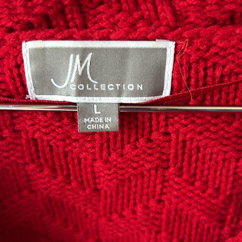 JM Collection Vibrant Red Women's Cardigan - Picture 3 of 4